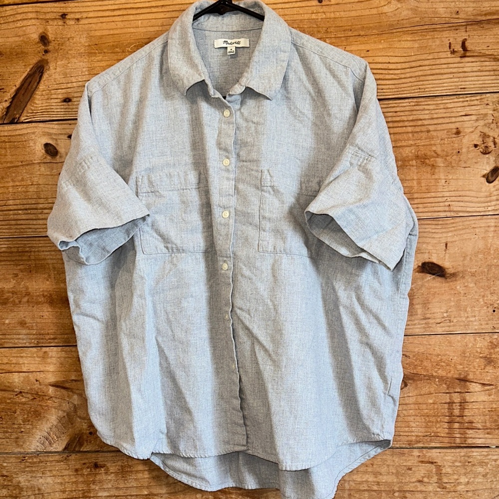 Madewell Gray Boxy Button Down Shirt